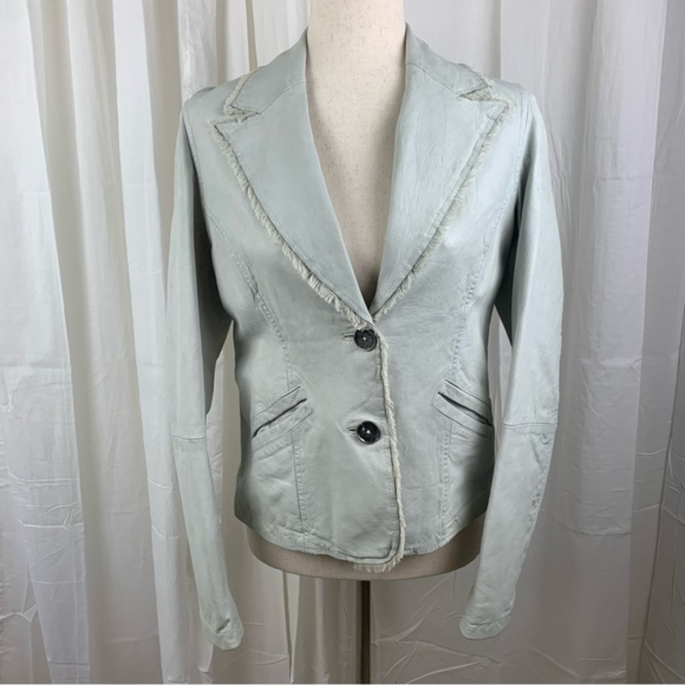 Oakwood Leather Blazer Jacket with Eyelash  edge detail Size L‎